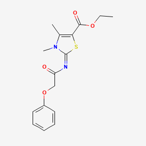 molecular formula C16H18N2O4S B2787920 Ethyl 3,4-dimethyl-2-(2-phenoxyacetyl)imino-1,3-thiazole-5-carboxylate CAS No. 476628-28-1