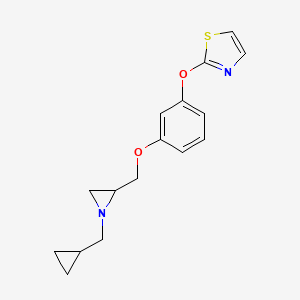 molecular formula C16H18N2O2S B2787945 2-[3-[[1-(Cyclopropylmethyl)aziridin-2-yl]methoxy]phenoxy]-1,3-thiazole CAS No. 2418691-21-9