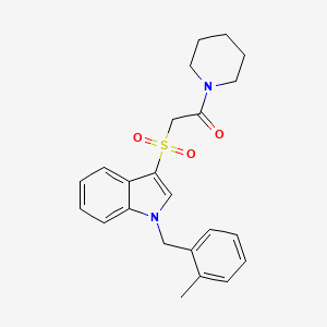 molecular formula C23H26N2O3S B2787958 2-((1-(2-methylbenzyl)-1H-indol-3-yl)sulfonyl)-1-(piperidin-1-yl)ethanone CAS No. 850932-73-9