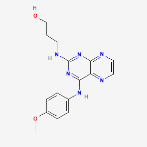 molecular formula C16H18N6O2 B2787972 3-({4-[(4-Methoxyphenyl)amino]pteridin-2-yl}amino)propan-1-ol CAS No. 946297-30-9
