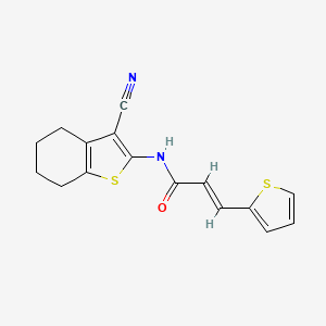 molecular formula C16H14N2OS2 B2787976 (E)-N-(3-cyano-4,5,6,7-tetrahydrobenzo[b]thiophen-2-yl)-3-(thiophen-2-yl)acrylamide CAS No. 476308-36-8