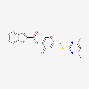 6-(((4,6-dimethylpyrimidin-2-yl)thio)methyl)-4-oxo-4H-pyran-3-yl benzofuran-2-carboxylate