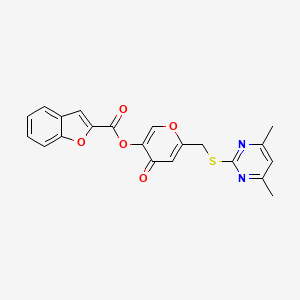 molecular formula C21H16N2O5S B2787978 6-(((4,6-dimethylpyrimidin-2-yl)thio)methyl)-4-oxo-4H-pyran-3-yl benzofuran-2-carboxylate CAS No. 877638-17-0