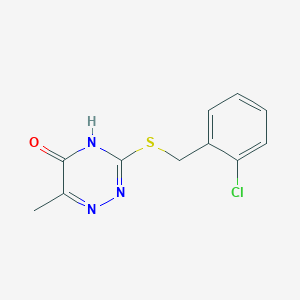 molecular formula C11H10ClN3OS B2787979 3-((2-chlorobenzyl)thio)-6-methyl-1,2,4-triazin-5(4H)-one CAS No. 341501-53-9