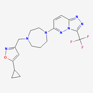 molecular formula C18H20F3N7O B2787980 5-Cyclopropyl-3-[[4-[3-(trifluoromethyl)-[1,2,4]triazolo[4,3-b]pyridazin-6-yl]-1,4-diazepan-1-yl]methyl]-1,2-oxazole CAS No. 2380084-37-5