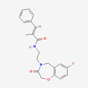 (E)-N-(2-(7-fluoro-3-oxo-2,3-dihydrobenzo[f][1,4]oxazepin-4(5H)-yl)ethyl)-2-methyl-3-phenylacrylamide