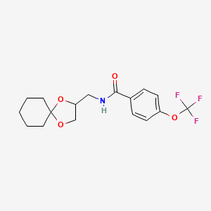 molecular formula C17H20F3NO4 B2787989 N-(1,4-dioxaspiro[4.5]decan-2-ylmethyl)-4-(trifluoromethoxy)benzamide CAS No. 1396712-14-3