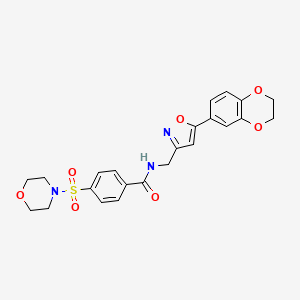molecular formula C23H23N3O7S B2787994 N-((5-(2,3-dihydrobenzo[b][1,4]dioxin-6-yl)isoxazol-3-yl)methyl)-4-(morpholinosulfonyl)benzamide CAS No. 1206997-74-1