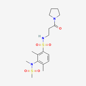 molecular formula C17H27N3O5S2 B2788002 2,4-dimethyl-3-[methyl(methylsulfonyl)amino]-N-(3-oxo-3-pyrrolidin-1-ylpropyl)benzenesulfonamide CAS No. 881936-65-8