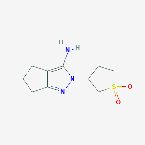 molecular formula C10H16ClN3O2S B2788010 2-(1,1-Dioxidotetrahydrothiophen-3-yl)-2,4,5,6-tetrahydrocyclopenta[c]pyrazol-3-amine CAS No. 1573548-20-5