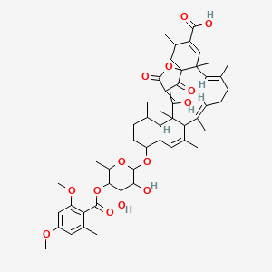 (7E,11E,23E)-17-[5-(2,4-Dimethoxy-6-methylbenzoyl)oxy-3,4-dihydroxy-6-methyloxan-2-yl]oxy-23-hydroxy-3,6,8,12,14,20,22-heptamethyl-25,27-dioxo-26-oxapentacyclo[22.2.1.01,6.013,22.016,21]heptacosa-4,7,11,14,23-pentaene-4-carboxylic acid