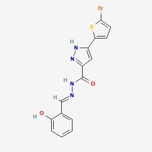 molecular formula C15H11BrN4O2S B2788045 (E)-3-(5-bromothiophen-2-yl)-N'-(2-hydroxybenzylidene)-1H-pyrazole-5-carbohydrazide CAS No. 488703-13-5