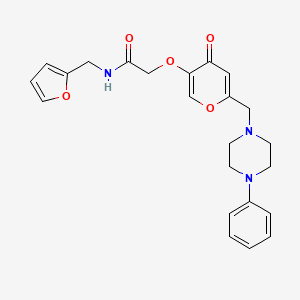 molecular formula C23H25N3O5 B2788048 N-(furan-2-ylmethyl)-2-[4-oxo-6-[(4-phenylpiperazin-1-yl)methyl]pyran-3-yl]oxyacetamide CAS No. 898417-94-2