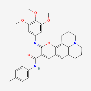 molecular formula C32H33N3O5 B2788052 (11Z)-N-(4-methylphenyl)-11-[(3,4,5-trimethoxyphenyl)imino]-2,3,6,7-tetrahydro-1H,5H,11H-pyrano[2,3-f]pyrido[3,2,1-ij]quinoline-10-carboxamide CAS No. 1322001-97-7