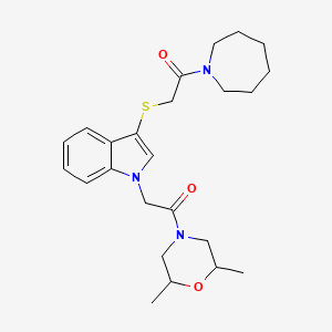 1-(azepan-1-yl)-2-((1-(2-(2,6-dimethylmorpholino)-2-oxoethyl)-1H-indol-3-yl)thio)ethanone