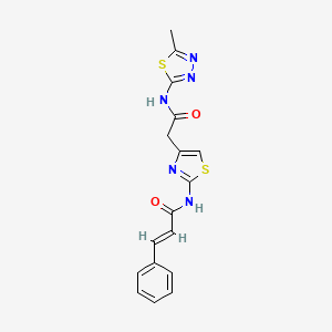 molecular formula C17H15N5O2S2 B2788063 N-(4-(2-((5-methyl-1,3,4-thiadiazol-2-yl)amino)-2-oxoethyl)thiazol-2-yl)cinnamamide CAS No. 1207061-66-2