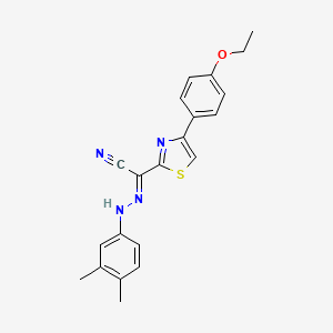 molecular formula C21H20N4OS B2788067 (2E)-N-(3,4-dimethylanilino)-4-(4-ethoxyphenyl)-1,3-thiazole-2-carboximidoyl cyanide CAS No. 477286-06-9