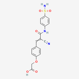 molecular formula C18H15N3O6S B2788069 2-(4-{2-Cyano-2-[(4-sulfamoylphenyl)carbamoyl]eth-1-en-1-yl}phenoxy)acetic acid CAS No. 1057729-60-8