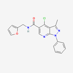 molecular formula C19H15ClN4O2 B2788086 4-chloro-N-(furan-2-ylmethyl)-3-methyl-1-phenylpyrazolo[3,4-b]pyridine-5-carboxamide CAS No. 899952-69-3