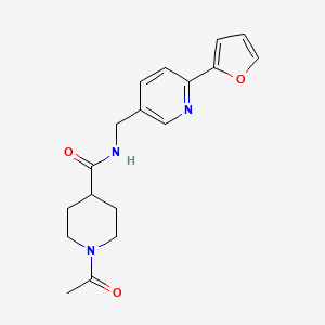 molecular formula C18H21N3O3 B2788089 1-acetyl-N-((6-(furan-2-yl)pyridin-3-yl)methyl)piperidine-4-carboxamide CAS No. 2034394-72-2