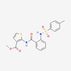 molecular formula C20H18N2O5S2 B2788096 Methyl 2-(2-(4-methylphenylsulfonamido)benzamido)thiophene-3-carboxylate CAS No. 921054-33-3