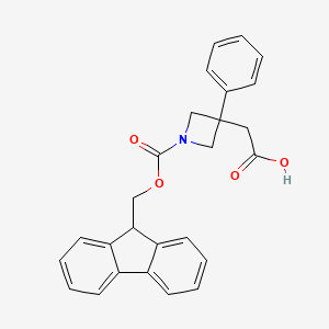 molecular formula C26H23NO4 B2788100 2-[1-(9H-Fluoren-9-ylmethoxycarbonyl)-3-phenylazetidin-3-yl]acetic acid CAS No. 2580230-89-1
