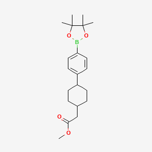 molecular formula C21H31BO4 B2788103 Methyl 2-(trans-4-(4-(4,4,5,5-tetramethyl-1,3,2-dioxaborolan-2-yl)phenyl)cyclohexyl)acetate CAS No. 701232-69-1