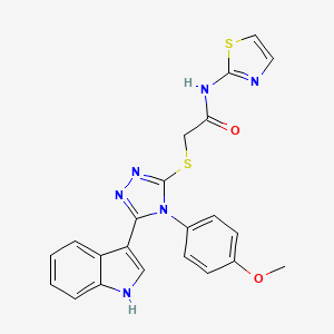 molecular formula C22H18N6O2S2 B2788108 2-((5-(1H-indol-3-yl)-4-(4-methoxyphenyl)-4H-1,2,4-triazol-3-yl)thio)-N-(thiazol-2-yl)acetamide CAS No. 852167-26-1