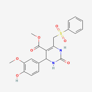 molecular formula C20H20N2O7S B2788124 Methyl 4-(4-hydroxy-3-methoxyphenyl)-2-oxo-6-((phenylsulfonyl)methyl)-1,2,3,4-tetrahydropyrimidine-5-carboxylate CAS No. 900012-48-8
