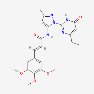 molecular formula C22H25N5O5 B2788126 (E)-N-(1-(4-ethyl-6-oxo-1,6-dihydropyrimidin-2-yl)-3-methyl-1H-pyrazol-5-yl)-3-(3,4,5-trimethoxyphenyl)acrylamide CAS No. 1006024-39-0