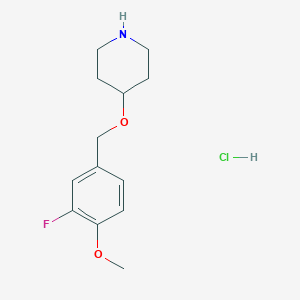 molecular formula C13H19ClFNO2 B2788129 4-[(3-Fluoro-4-methoxyphenyl)methoxy]piperidine;hydrochloride CAS No. 2375258-79-8