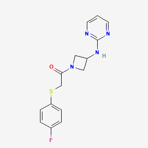 molecular formula C15H15FN4OS B2788131 2-((4-Fluorophenyl)thio)-1-(3-(pyrimidin-2-ylamino)azetidin-1-yl)ethanone CAS No. 2176201-92-4