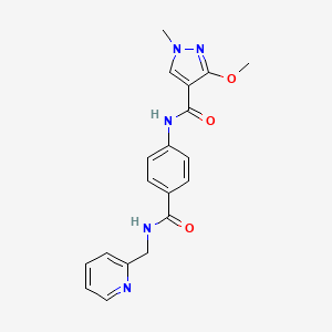 molecular formula C19H19N5O3 B2788132 3-methoxy-1-methyl-N-(4-((pyridin-2-ylmethyl)carbamoyl)phenyl)-1H-pyrazole-4-carboxamide CAS No. 1207035-73-1