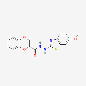molecular formula C17H15N3O4S B2788145 N'-(6-methoxybenzo[d]thiazol-2-yl)-2,3-dihydrobenzo[b][1,4]dioxine-2-carbohydrazide CAS No. 851979-93-6