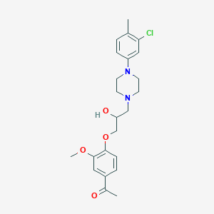 molecular formula C23H29ClN2O4 B2788164 1-(4-{3-[4-(3-Chloro-4-methylphenyl)piperazin-1-yl]-2-hydroxypropoxy}-3-methoxyphenyl)ethan-1-one CAS No. 694467-92-0