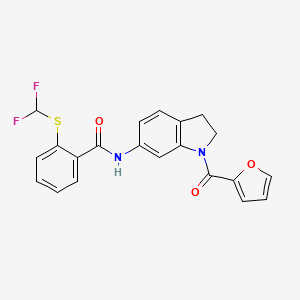 molecular formula C21H16F2N2O3S B2788182 2-((difluoromethyl)thio)-N-(1-(furan-2-carbonyl)indolin-6-yl)benzamide CAS No. 1448035-08-2