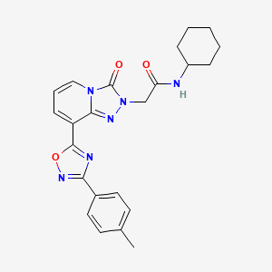 molecular formula C23H24N6O3 B2788184 N-cyclohexyl-2-{8-[3-(4-methylphenyl)-1,2,4-oxadiazol-5-yl]-3-oxo[1,2,4]triazolo[4,3-a]pyridin-2(3H)-yl}acetamide CAS No. 1260927-63-6