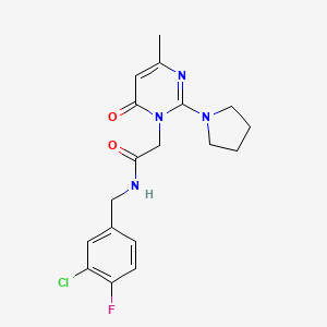 molecular formula C18H20ClFN4O2 B2788201 N-(3-chloro-4-fluorobenzyl)-2-(4-methyl-6-oxo-2-pyrrolidin-1-ylpyrimidin-1(6H)-yl)acetamide CAS No. 1251553-49-7