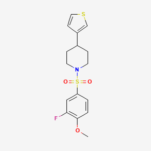 molecular formula C16H18FNO3S2 B2788214 1-((3-Fluoro-4-methoxyphenyl)sulfonyl)-4-(thiophen-3-yl)piperidine CAS No. 1396674-60-4