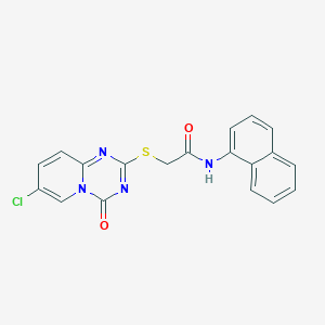molecular formula C19H13ClN4O2S B2788225 2-(7-chloro-4-oxopyrido[1,2-a][1,3,5]triazin-2-yl)sulfanyl-N-naphthalen-1-ylacetamide CAS No. 896324-12-2