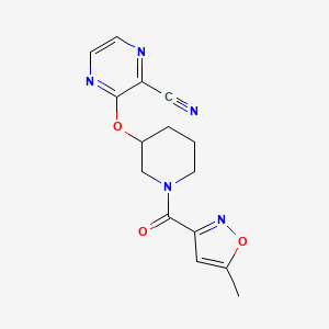 molecular formula C15H15N5O3 B2788246 3-((1-(5-Methylisoxazole-3-carbonyl)piperidin-3-yl)oxy)pyrazine-2-carbonitrile CAS No. 2034503-33-6