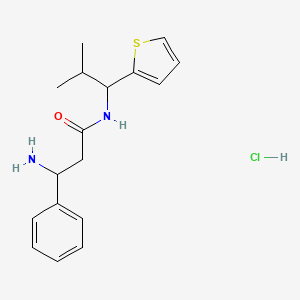 molecular formula C17H23ClN2OS B2788249 3-amino-N-[2-methyl-1-(thiophen-2-yl)propyl]-3-phenylpropanamide hydrochloride CAS No. 1423025-71-1