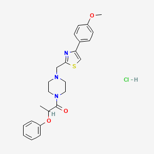 molecular formula C24H28ClN3O3S B2788255 1-(4-((4-(4-Methoxyphenyl)thiazol-2-yl)methyl)piperazin-1-yl)-2-phenoxypropan-1-one hydrochloride CAS No. 1216454-86-2