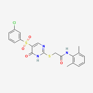 molecular formula C20H18ClN3O4S2 B2788259 2-((5-((3-chlorophenyl)sulfonyl)-6-oxo-1,6-dihydropyrimidin-2-yl)thio)-N-(2,6-dimethylphenyl)acetamide CAS No. 899976-99-9