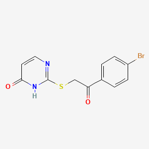 molecular formula C12H9BrN2O2S B2788271 1-(4-Bromophenyl)-2-((4-hydroxypyrimidin-2-yl)thio)ethanone CAS No. 74195-45-2