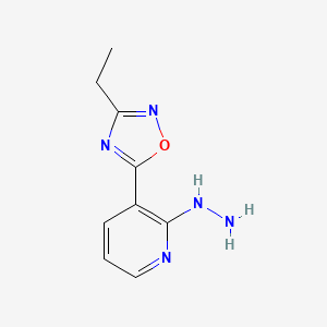 molecular formula C9H11N5O B2788273 3-(3-Ethyl-1,2,4-oxadiazol-5-yl)-2-hydrazinopyridine CAS No. 1338678-83-3