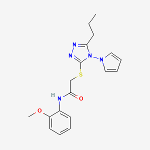 molecular formula C18H21N5O2S B2788274 N-(2-methoxyphenyl)-2-{[5-propyl-4-(1H-pyrrol-1-yl)-4H-1,2,4-triazol-3-yl]sulfanyl}acetamide CAS No. 877815-57-1