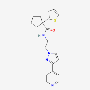 N-(2-(3-(pyridin-4-yl)-1H-pyrazol-1-yl)ethyl)-1-(thiophen-2-yl)cyclopentanecarboxamide