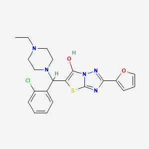 molecular formula C21H22ClN5O2S B2788278 5-((2-Chlorophenyl)(4-ethylpiperazin-1-yl)methyl)-2-(furan-2-yl)thiazolo[3,2-b][1,2,4]triazol-6-ol CAS No. 887220-11-3