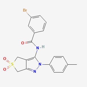 molecular formula C19H16BrN3O3S B2788282 3-bromo-N-[2-(4-methylphenyl)-5,5-dioxo-4,6-dihydrothieno[3,4-c]pyrazol-3-yl]benzamide CAS No. 449787-24-0
